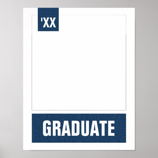 ネイビーブルーモダンテクスチャード写真卒業 ポスター (正面)