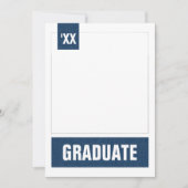 ネイビーブルーモダンテクスチャード写真卒業 招待状 (正面)