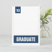 ネイビーブルーモダンテクスチャード写真卒業 招待状 (スタンド正面)