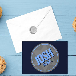 ネイビーブルーモダンネームバー(ユダヤ教の)バル・ミツバー ノートカード