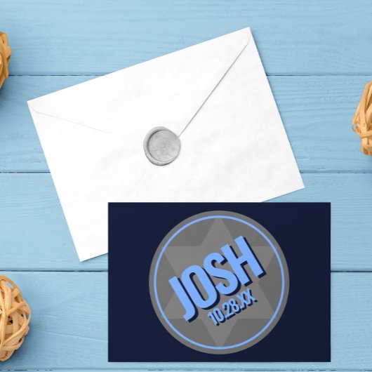 ネイビーブルーモダンネームバー(ユダヤ教の)バル・ミツバー ノートカード