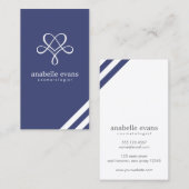 ネイビーブルーモダンハートと渦巻き 名刺 (正面/裏面)