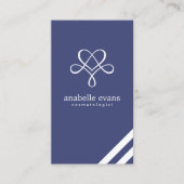 ネイビーブルーモダンハートと渦巻き 名刺 (正面)