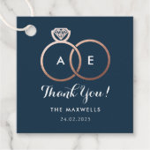 ネイビーブルーモダンバラ金ゴールド結婚ズリングや輪賛成 フェイバータグ (正面)