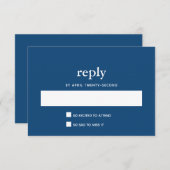 ネイビーブルーモダンバー（ユダヤ教の）バル・ミツバーIIはがき返信 出欠カード (正面/裏面)