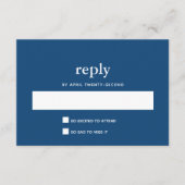 ネイビーブルーモダンバー（ユダヤ教の）バル・ミツバーIIはがき返信 出欠カード (正面)