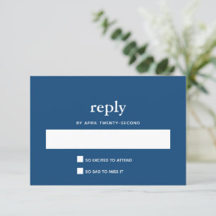 ネイビーブルーモダンバー(ユダヤ教の)バル・ミツバーIIはがき返信 出欠カード