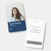 ネイビーブルーモダンビジネスIDカード | 従業員バッジ バッジ (正面＆裏面)