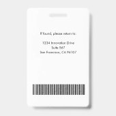 ネイビーブルーモダンビジネスIDカード | 従業員バッジ バッジ (裏面)