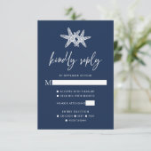 ネイビーブルーモダンビーチスタフィッ結婚ズ 出欠カード (スタンド正面)