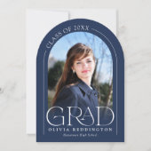 ネイビーブルーモダンフォトアミニマルーチグラードパーティー 招待状 (正面)