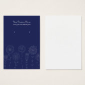 ネイビーブルーモダンフラワーズカスタムイヤリングカード (正面&裏面)