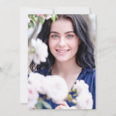 ネイビーブルーモダンフローラナースハート卒業 招待状 (裏面)