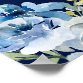 ネイビーブルーモダンフローラ結婚の座席表 ポスター (角)