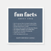 ネイビーブルーモダンミニマルおもしろいファクト誕生日年 スタンダードカクテルナプキン (正面)