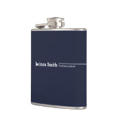 ネイビーブルーモダンミニマルパーソナライズされたリスト フラスク (左)