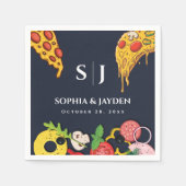 ネイビーブルーモダンミニマルピ結婚ザ スタンダードカクテルナプキン (正面)