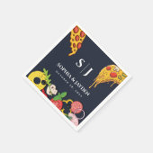 ネイビーブルーモダンミニマルピ結婚ザ スタンダードカクテルナプキン (角)