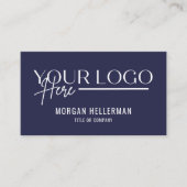 ネイビーブルーモダンミニマルプロフェッショナルロゴ 名刺 (正面)