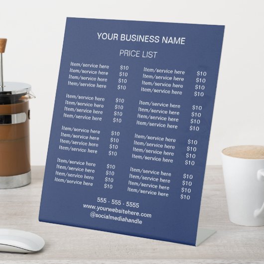 ネイビーブルーモダン価格表ペデスタル記号 台座サイン (インサイチュ)