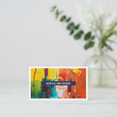 ネイビーブルーモダン名芸術家美術工房 名刺 (スタンド正面)