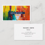 ネイビーブルーモダン名芸術家美術工房 名刺 (正面/裏面)