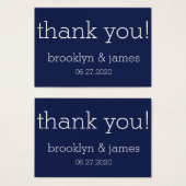 ネイビーブルーモダン結婚式の引き出物ラベル名刺 (正面&裏面)