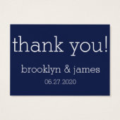 ネイビーブルーモダン結婚式の引き出物ラベル名刺 (裏面)