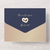 ネイビーブルーモダン金ゴールド結婚タイポグラフィ写真 オールインワン招待状 (裏面)