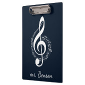 ネイビーブルーモダン音楽ノパーソナライズされたート クリップボード (左)