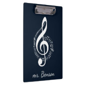 ネイビーブルーモダン音楽ノパーソナライズされたート クリップボード (右)
