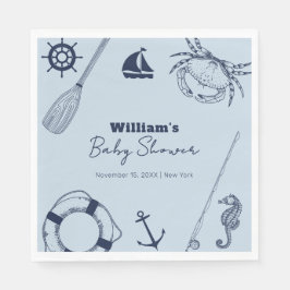 ネイビーブルーモダン魚釣りボーイエレガントベビーシャワー スタンダードランチョンナプキン