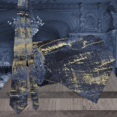 ネイビーブルーモダン&金ゴールドア絵画ート結婚ズ ネクタイ