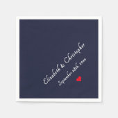 ネイビーブルーモノグラムのウェディングパーティーカクテル スタンダードカクテルナプキン (正面)