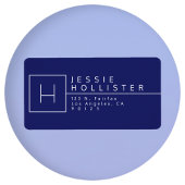 ネイビーブルーモノグラムの差出人住所 ラベル