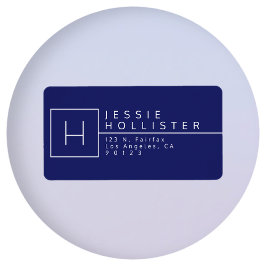 ネイビーブルーモノグラムの差出人住所 ラベル