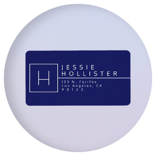 ネイビーブルーモノグラムの差出人住所 ラベル