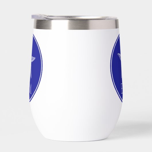 ネイビーブルーモノグラムの沿岸白ヒトデ (右面)