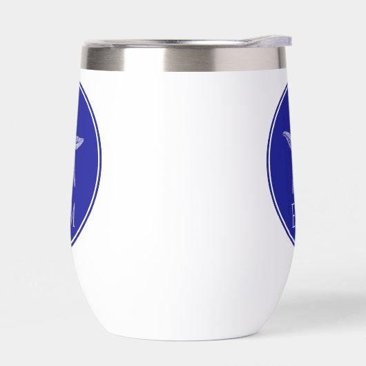 ネイビーブルーモノグラムの沿岸白ヒトデ (左面)