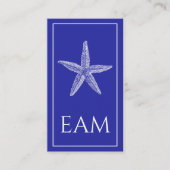 ネイビーブルーモノグラムの沿岸白ヒトデ エンクロージャーカード (正面)