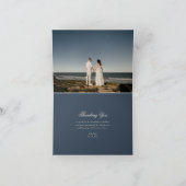 ネイビーブルーモノグラムクレストクラシックエレガントウェディング サンキューカード (内部)