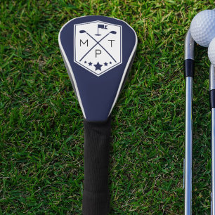 ネイビーブルーモノグラムゴルフクラブネームパーソナライズされた ゴルフヘッドカバー