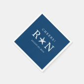 ネイビーブルーモノグラムヒトデ | 結婚s スタンダードカクテルナプキン (角)