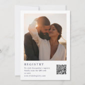 ネイビーブルーモノグラムフォトQRコードブライダルシャワー 招待状 (裏面)