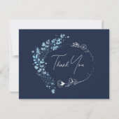 ネイビーブルーモノグラムブライダルシャワーサンキューカード サンキューカード (正面)