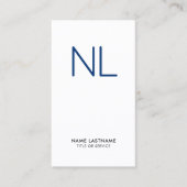 ネイビーブルーモノグラムミニマルホワイト垂直 名刺 (正面)