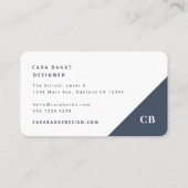 ネイビーブルーモノグラムモダンミニマルシンプル 名刺 (裏面)