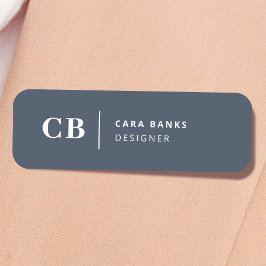 ネイビーブルーモノグラムモダンミニマルシンプル 名札