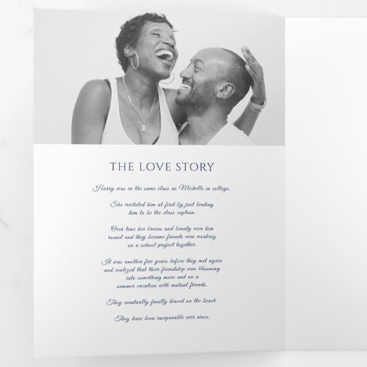 ネイビーブルーモノグラムリース物語結婚献身 三つ折りプログラム (内部最初)