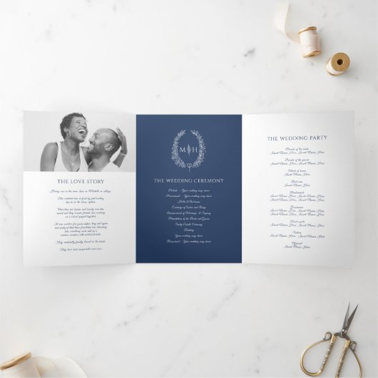 ネイビーブルーモノグラムリース物語結婚献身 三つ折りプログラム (内部)